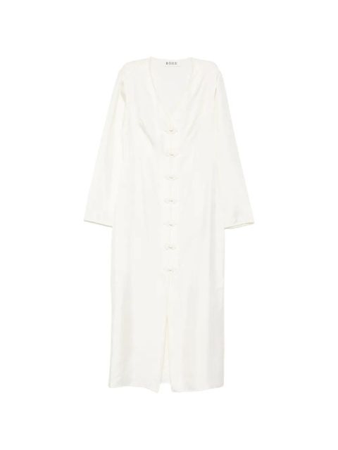 Róhe button V-neck midi dress - Neutrals - zdjęcie produktu nr 1