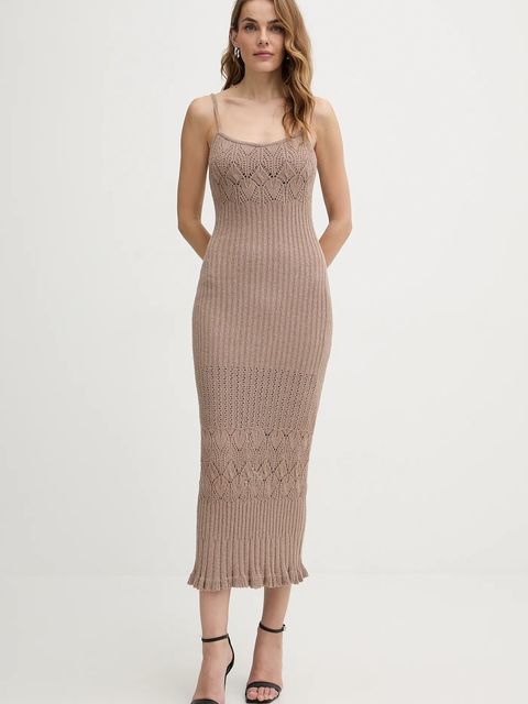 Guess sukienka SHINJU kolor beżowy maxi dopasowana W5BK91 Z4060