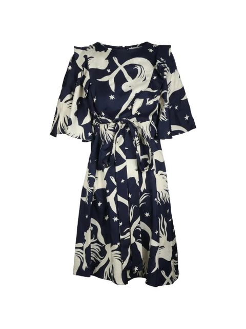 Valentino Garavani ruffled mermaid-print midi dress - Blue - zdjęcie produktu nr 1