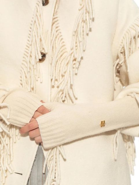 GANNI ribbed logo-detail gloves - Neutrals
