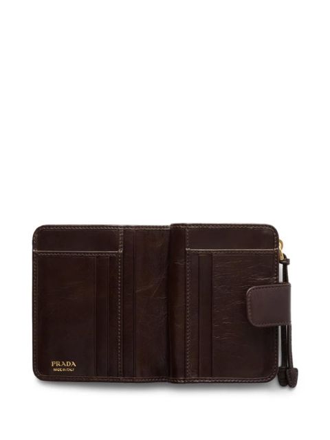 Prada triangle-logo leather wallet - Brown