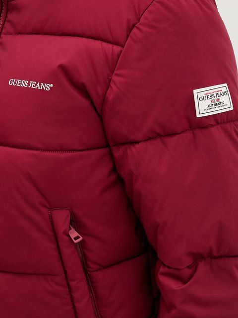 Guess Jeans kurtka damska kolor bordowy zimowa W4BL20 WGII2