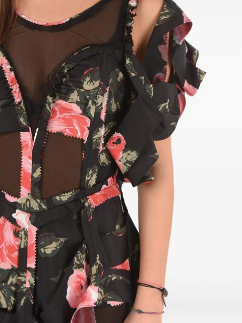 Maison Margiela floral-print ruffled dress - Black