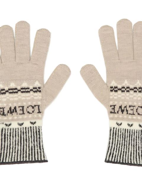 LOEWE logo-embroidered patterned gloves - Neutrals - zdjęcie produktu nr 2