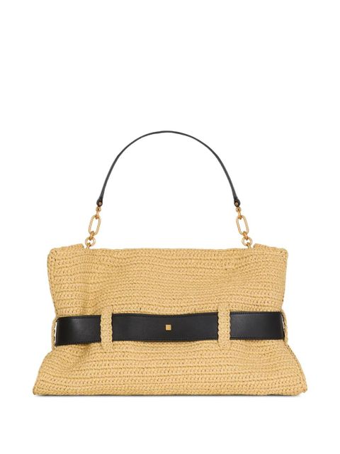 Balmain medium Anthem bag in smooth leather and crochet - Neutrals