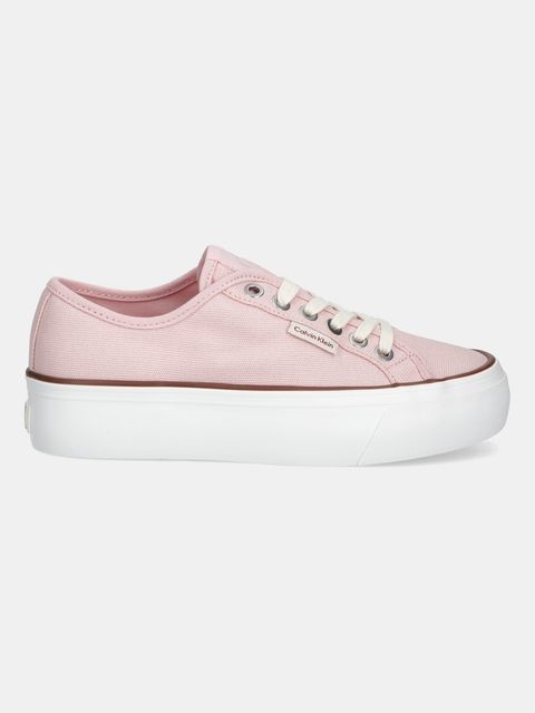 Calvin Klein Jeans tenisówki VULC FLATFORM CTN LOGO TAG kolor różowy YW0YW01838