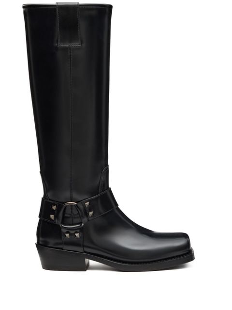 Valentino Garavani 40mm Rockstud biker boots - Black - zdjęcie produktu nr 1