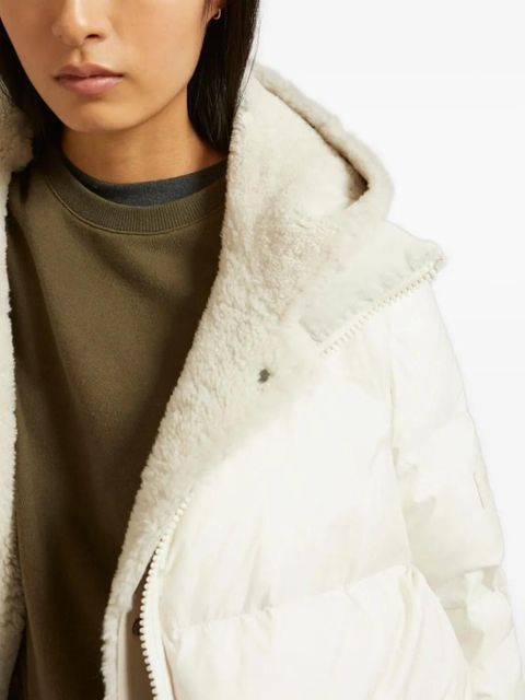 Yves Salomon hooded flap-pocket coat - White