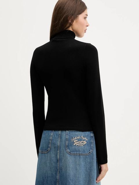 Karl Lagerfeld Jeans sweter damski kolor czarny lekki z golfem A3W18007