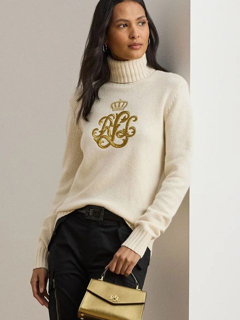 Lauren Ralph Lauren sweter z dodatkiem wełny damski kolor beżowy z golfem 200979687