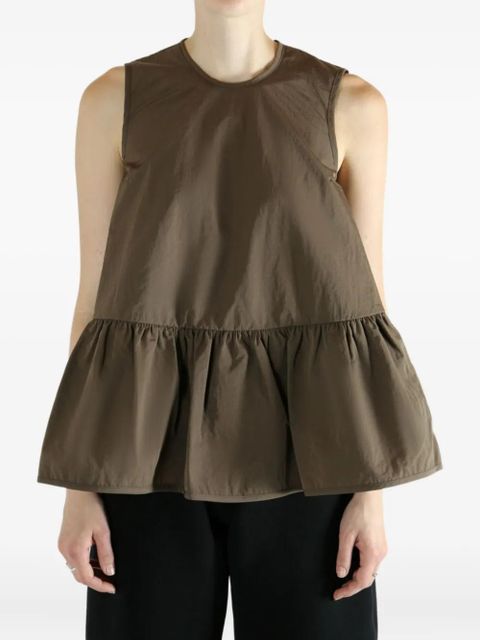 Cecilie Bahnsen ruffled sleeveless top - Brown