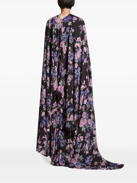 Balenciaga floral-print pleated maxi dress - Black