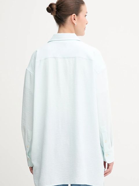 Calvin Klein Jeans koszula damska kolor turkusowy relaxed z kołnierzykiem klasycznym LV044C148G