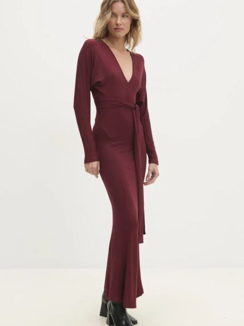 Answear.LAB sukienka kolor czerwony maxi prosta