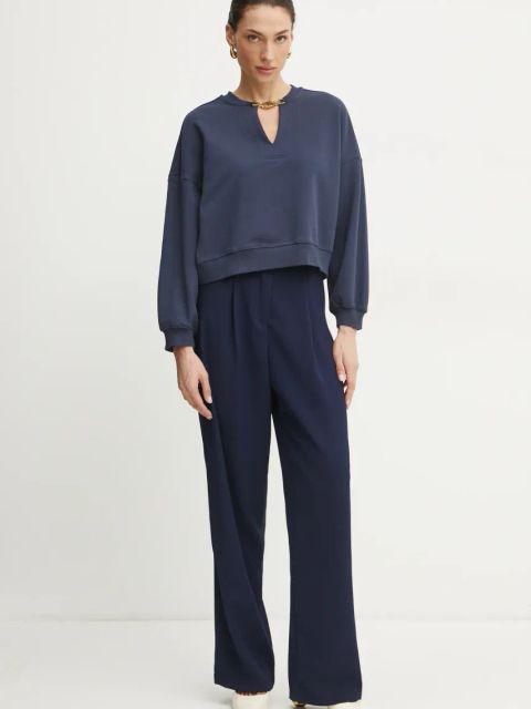 Twinset bluza bawełniana damska kolor granatowy gładka 251TP2483