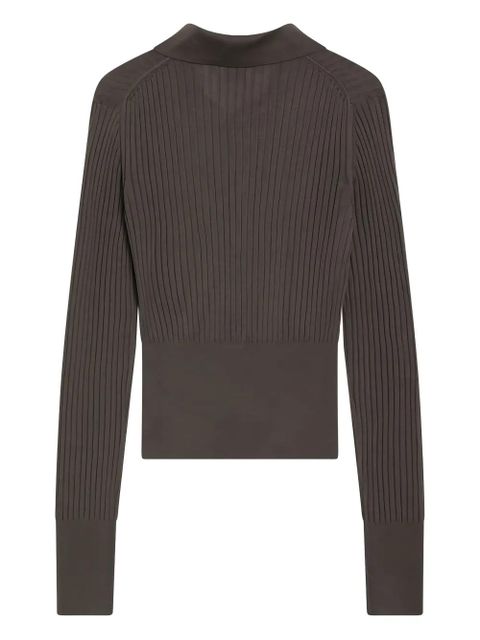 FENDI V-neck ribbed polo - Brown - zdjęcie produktu nr 2