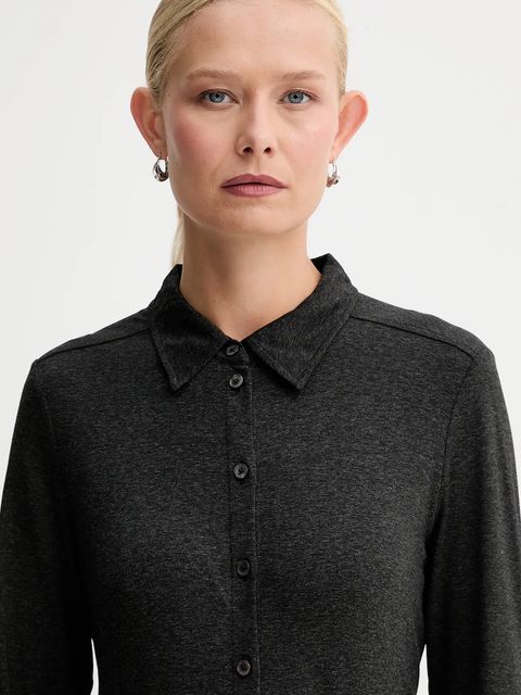 Marc O'Polo koszula damskie kolor szary regular z kołnierzykiem klasycznym 509205252505