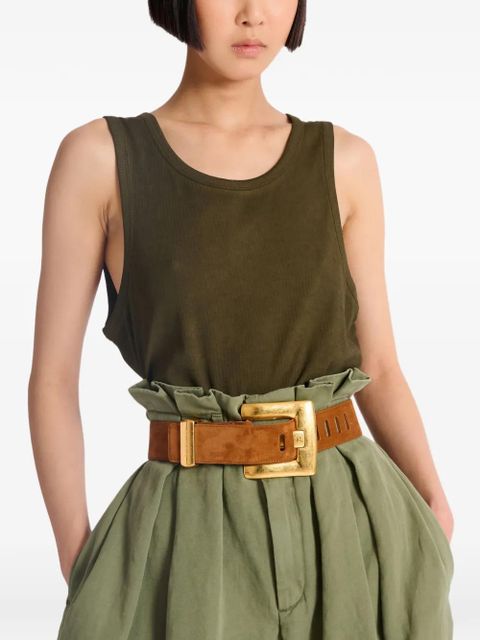 Balmain Anthem calf suede belt - Brown