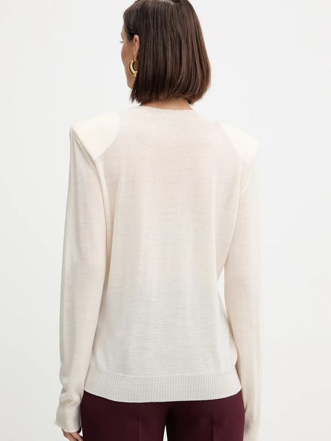 Simona Corsellini sweter wełniany damski kolor beżowy lekki A25CPMGE0301 - zdjęcie produktu nr 2