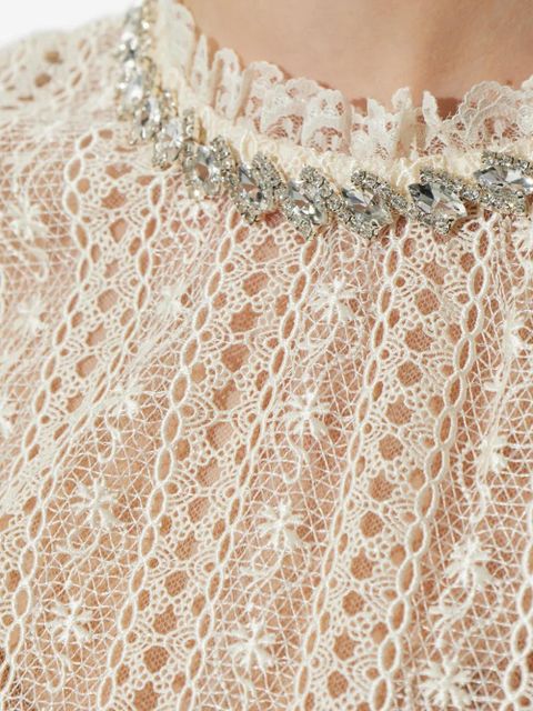 Self-Portrait lace embellished maxi dress - Neutrals