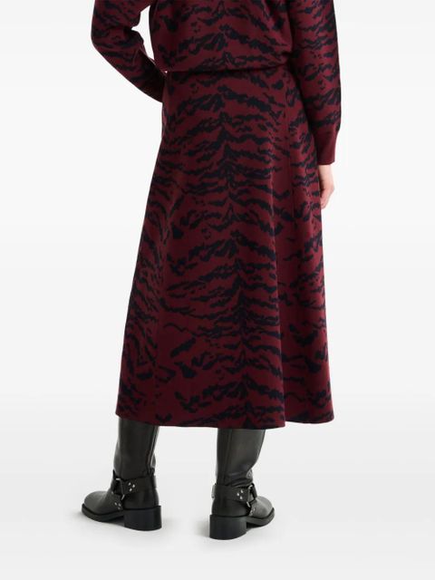 Essentiel Antwerp tiger-print midi skirt - Red