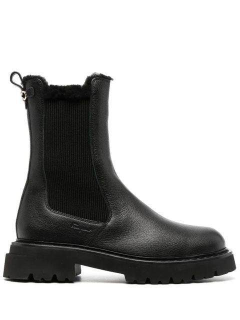 Ferragamo logo-plaque leather boots - Black - zdjęcie produktu nr 1