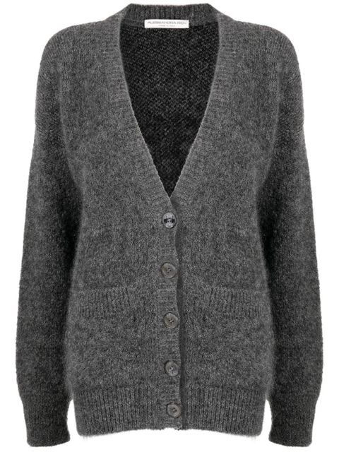 Alessandra Rich bear-intarsia knitted cardigan - Grey - zdjęcie produktu nr 1