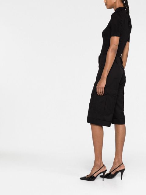 Versace ribbed-knit short-sleeve top - Black