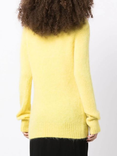 GANNI logo-embroidered crew-neck jumper - Yellow