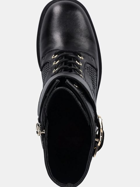 Love Moschino botki skórzane damskie kolor czarny na słupku JA2435AG0NIA0000