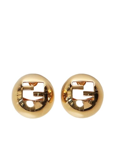 FENDI logo-cut sphere earrings - Yellow - zdjęcie produktu nr 2