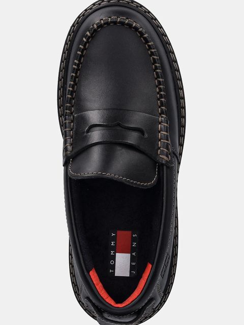 Tommy Hilfiger mokasyny skórzane ARCHIVE 01 LOAFER LEATHER damskie kolor czarny na platformie EN0EN03005