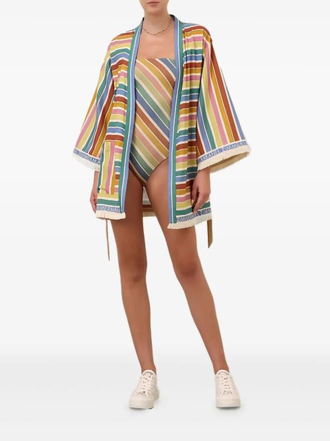 ZIMMERMANN striped bandeau swimsuit - Blue