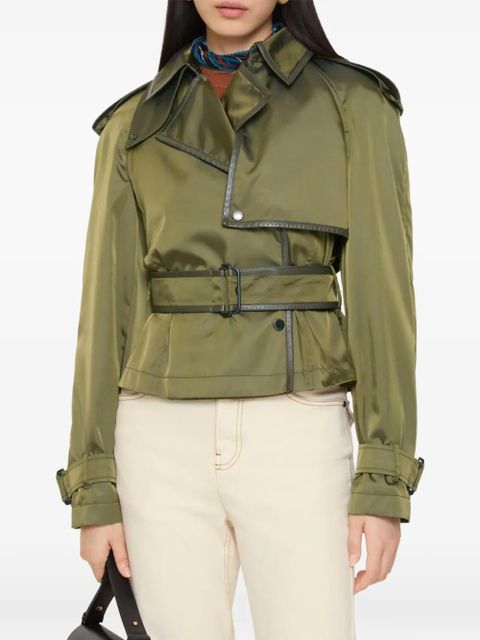 Burberry leather-trimmed press-stud jacket - Green - zdjęcie produktu nr 1