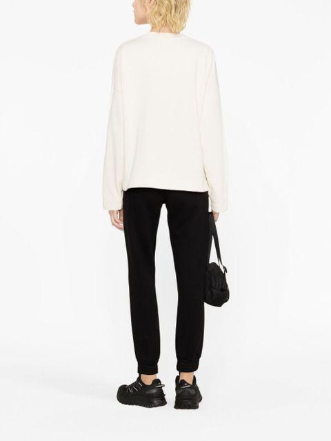 Moncler logo-embroidered cotton sweatshirt - Neutrals