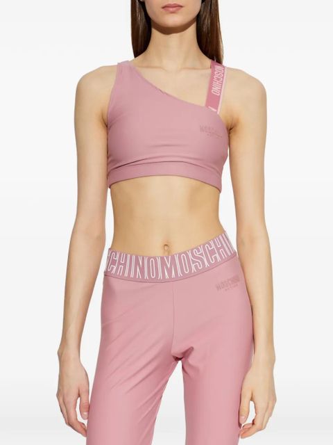 Moschino asymmetric logo-strap top - Pink