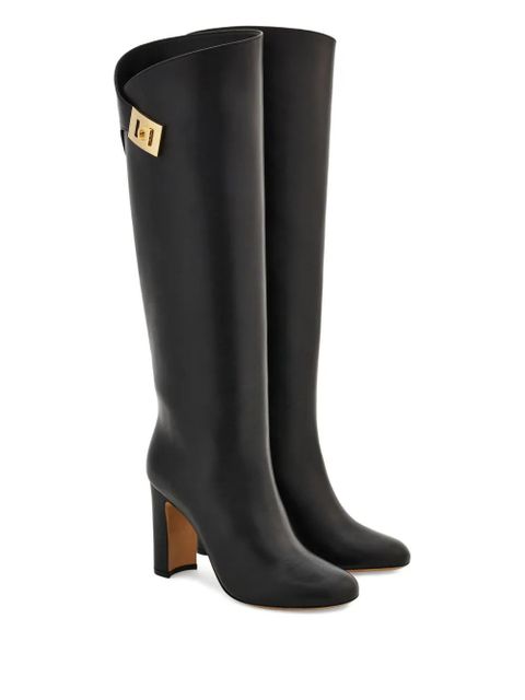 Ferragamo 90mm buckle-detail knee-high boots - Black - zdjęcie produktu nr 2