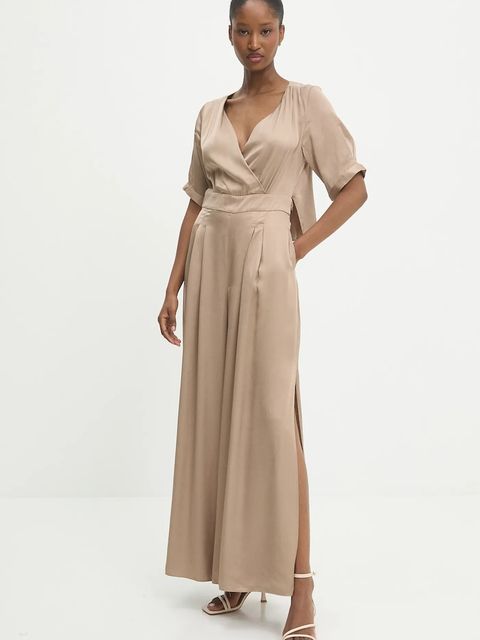 Answear.LAB kombinezon kolor złoty z dekoltem w szpic - zdjęcie produktu nr 1