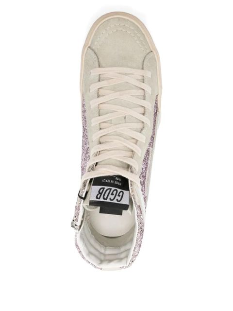 Golden Goose glitter-panel high-top sneakers - Pink