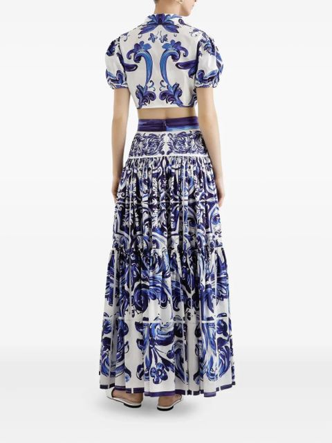 Dolce & Gabbana Majolica-print tiered skirt - Blue - zdjęcie produktu nr 2