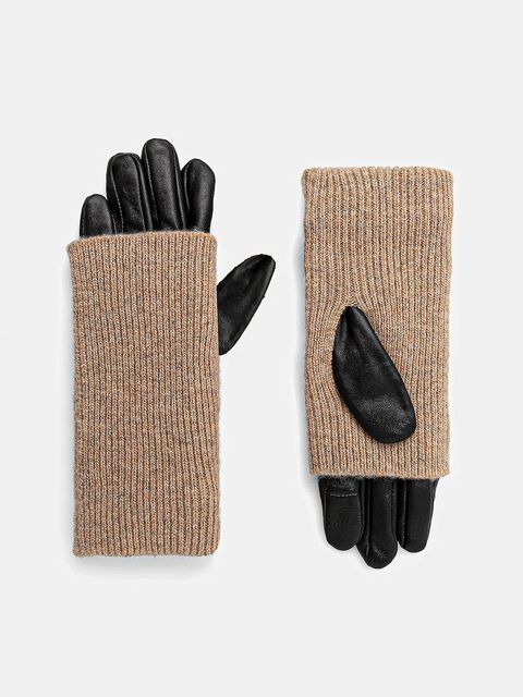 Medicine rękawiczki skórzane damskie kolor beżowy - zdjęcie produktu nr 1