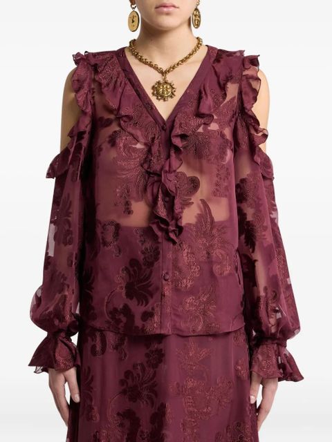 ETRO fil coupé chiffon shirt - Red