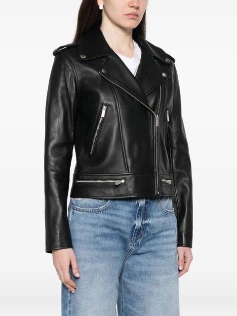 TWINSET zip-up leather jacket - Black