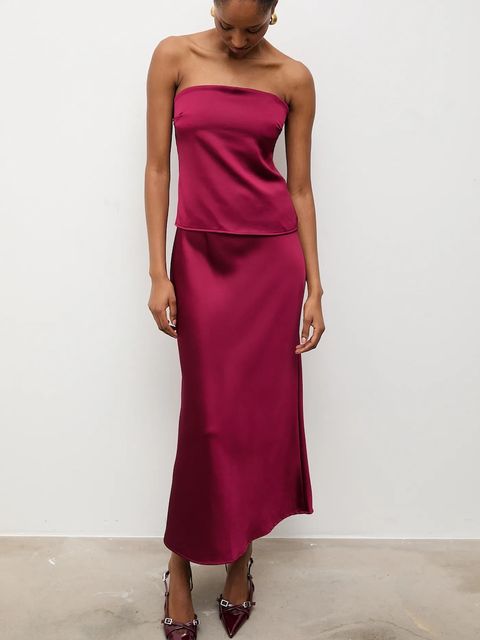 Answear.LAB top i spódnica damski kolor bordowy