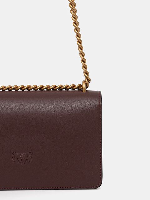 Pinko torebka skórzana kolor brązowy 100074 A0F1