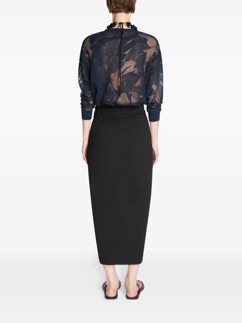 DRIES VAN NOTEN lace V-neck sweater - Blue