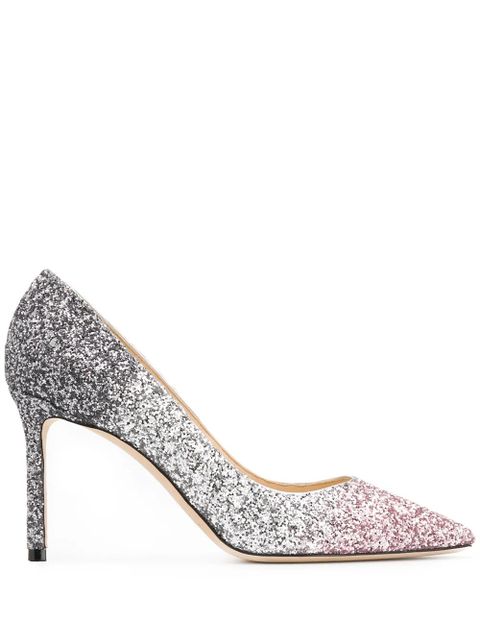 Jimmy Choo Romy 85mm glitter-embellished pumps - Silver - zdjęcie produktu nr 1