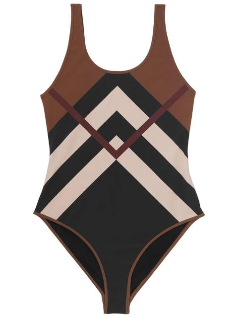 Burberry Chevron Check-print swimsuit - Brown - zdjęcie produktu nr 1