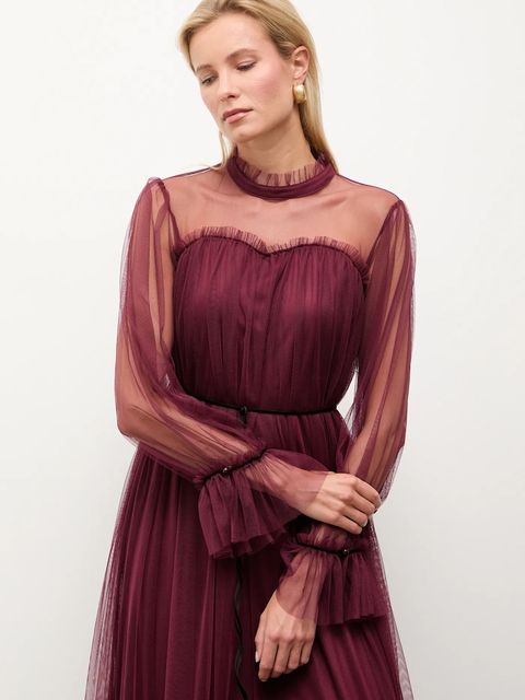 Answear.LAB sukienka kolor bordowy maxi prosta