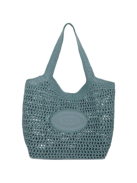 Tod's logo-patch crochet-knit tote bag - Blue - zdjęcie produktu nr 1
